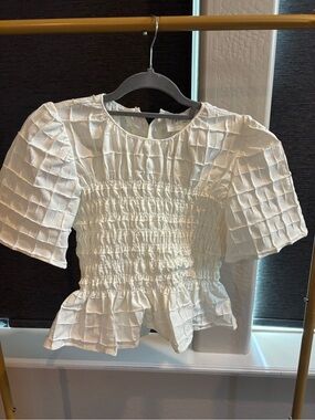 Boutique Women’s White Smocked Peplum Top